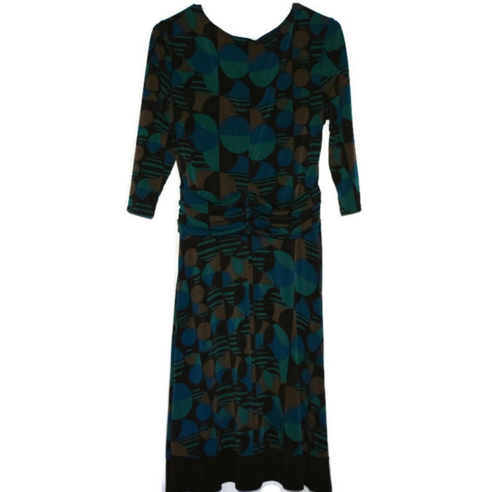 Women's Sandra Darren Aqua/Brown Dress, Size L - Picture 2 of 6